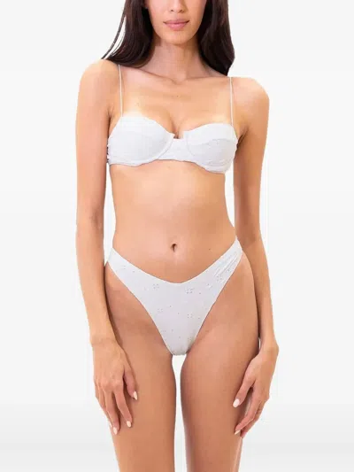 Sand Embroidered Underwire-cup Bikini In White