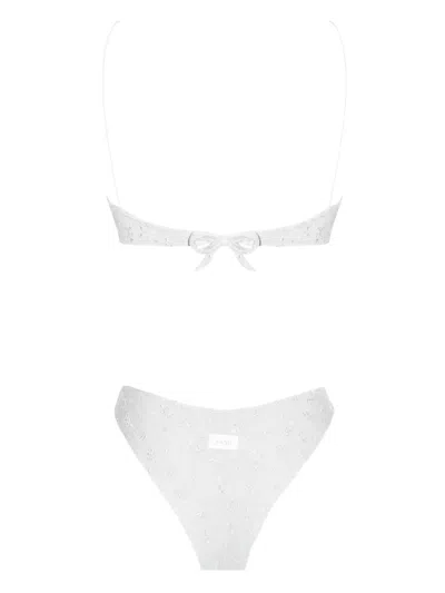 Sand Embroidered Underwire-cup Bikini In White