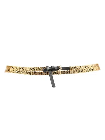 Moschino Versatile Leather Chain Link Belt In Gold
