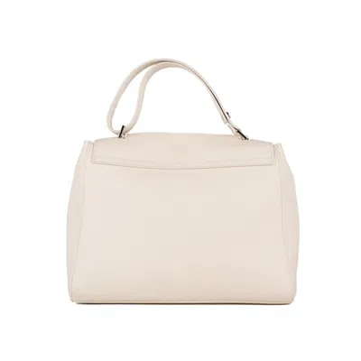 Orciani Sveva Soft Medium Leather Shoulder Bag With White Shoulder Strap