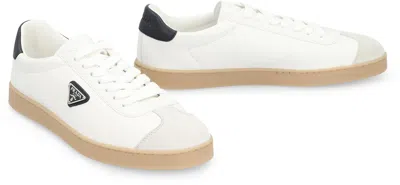 Prada Lane Leather Low-top Sneakers In White