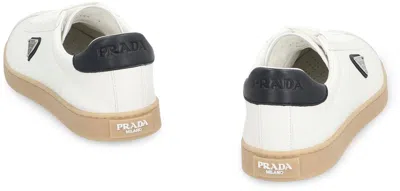 Prada Lane Leather Low-top Sneakers In White