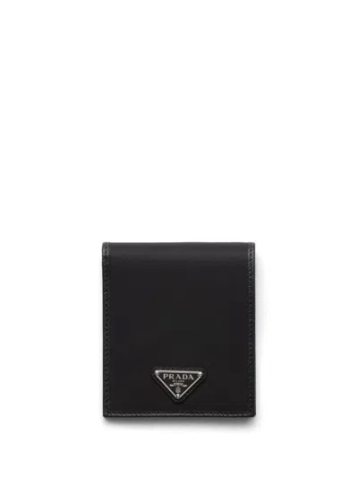 Prada Bi-fold Logo Re-nylon Wallet In Black