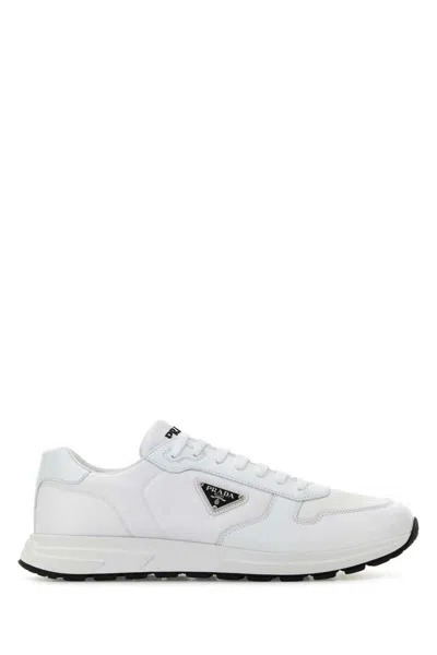 Prada White Nylon And Leather Prax 2.0 Sneakers In White
