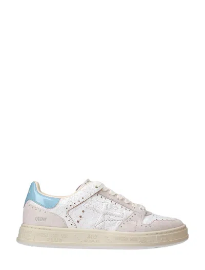 Premiata White Quinnd Sneakers In Metallic