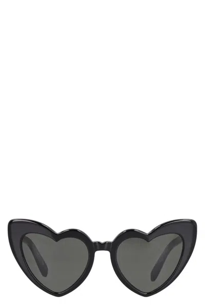 Saint Laurent Wave Heart Frame Sunglasses In Black