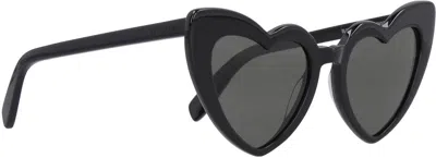 Saint Laurent Wave Heart Frame Sunglasses In Black