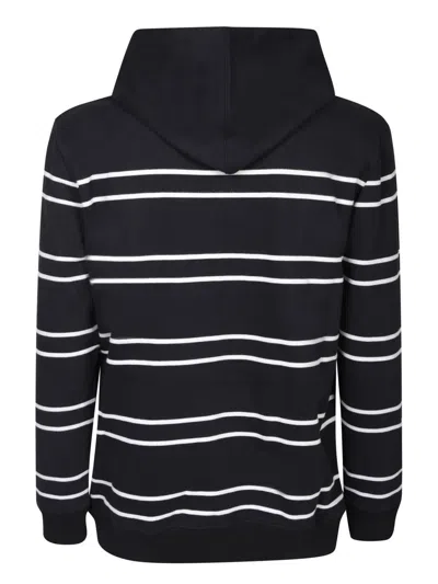 Saint Laurent Striped Hooded Sweatshirt In Black