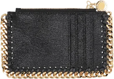 Stella Mccartney Slate Shaggy Deer Falabella Card Holder In Black