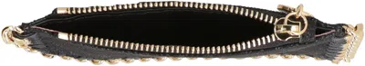 Stella Mccartney Slate Shaggy Deer Falabella Card Holder In Black