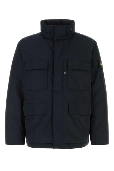 Stone Island Padded Field Jacket With Anti-drip And Snap Pockets In Black