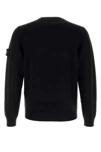 Stone Island Midnight Blue Wool Blend Sweater In Black
