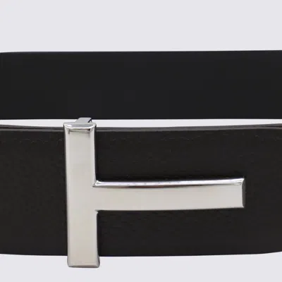 Tom Ford Reversible Calf Leather Belt With Buckle In Black