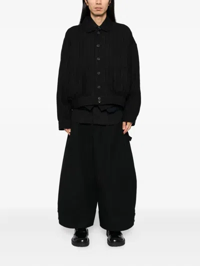 Ziggy Chen Gestreifte Jacke Mit Spreizkragen In Black