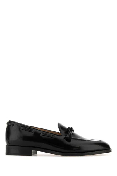 Valentino Bowshire Loafers In Black Glossy Calfskin In Black