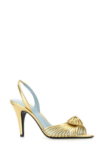 Valentino Royal Heart 65 Leather Slingback Sandal In Gold