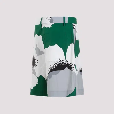 Valentino Garavani Printed Cotton Bermuda Shorts In Green