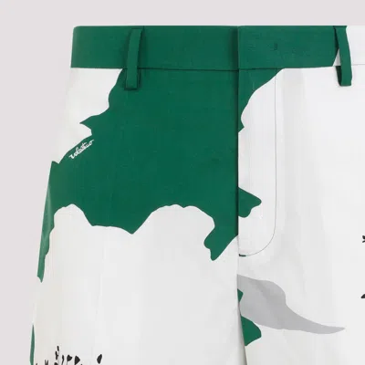 Valentino Garavani Printed Cotton Bermuda Shorts In Green