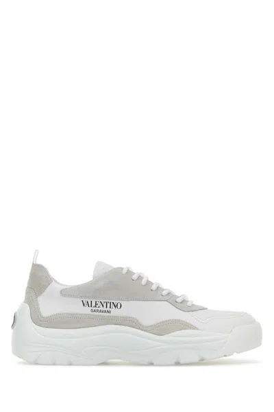 Valentino Two-tone Leather And Suede Gumboy Sneakers In White