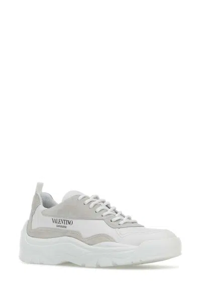 Valentino Two-tone Leather And Suede Gumboy Sneakers In White