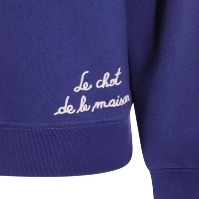 Valentino Blue Sweatshirt With V And Le Chat De La Maison Embroidery