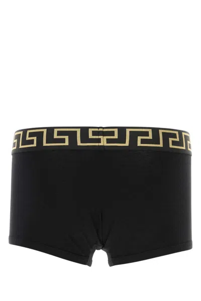 Versace Black Briefs With Elastic Waist With Medusa Print In Black