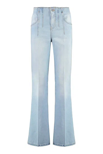 Victoria Beckham Alina Indigo Wash Camal Jean Pants In Blue