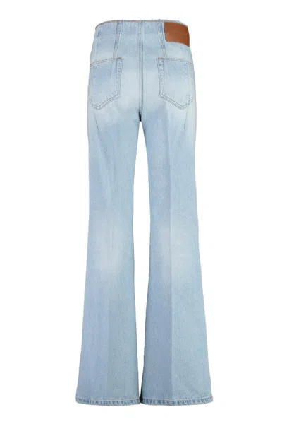 Victoria Beckham Alina Indigo Wash Camal Jean Pants In Blue