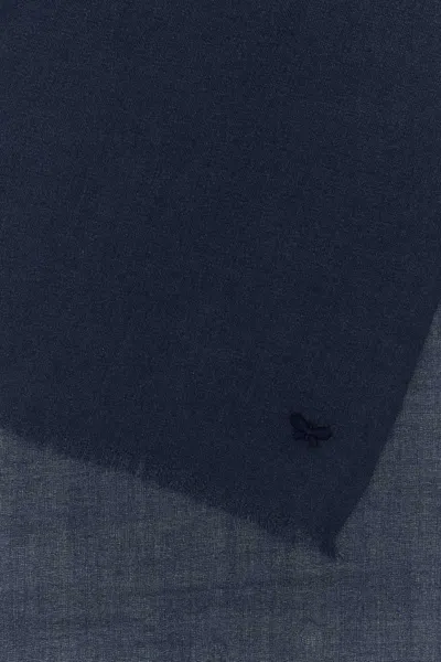 Weekend Max Mara Cashmere Blend Rauche Scarf With Fringed Edges In Blue