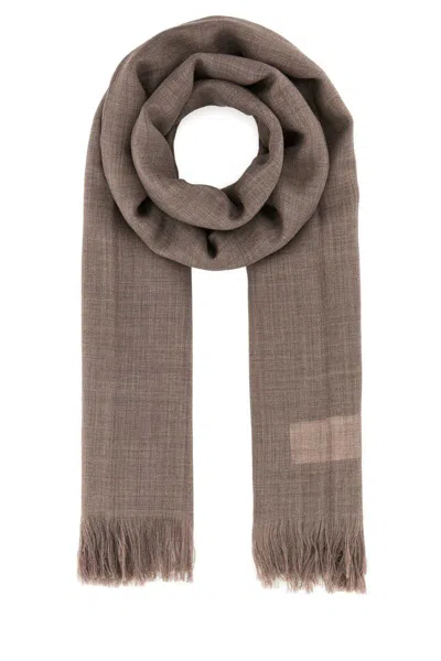 Weekend Max Mara Wool Ken Scarf With Embroidered Detail And Fringed Edges In Brown