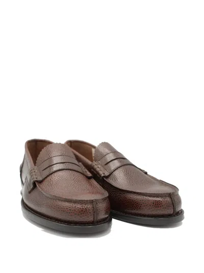 Saxone Of Scotland Penny Leather Loafers In Brown