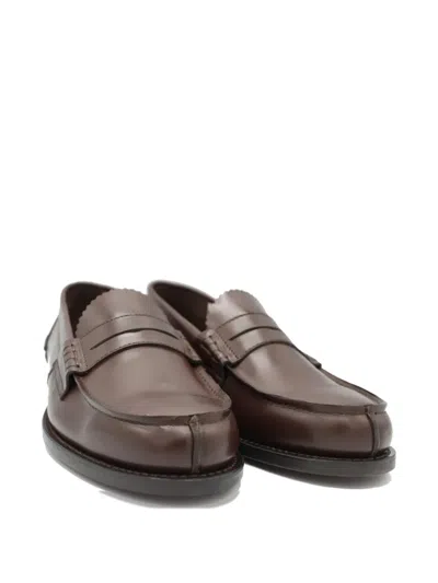 Saxone Of Scotland Penny Leather Loafers In Brown