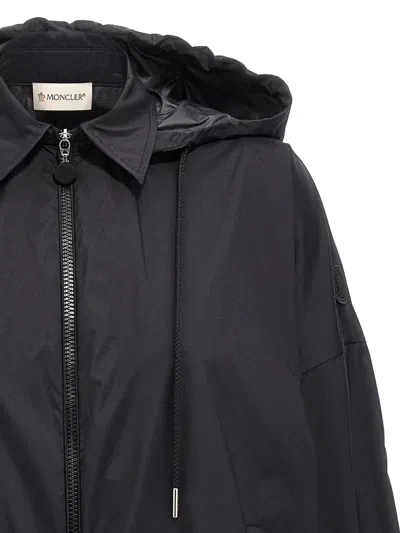 Moncler Ruffled Windbreaker Drawstring Hood In Black