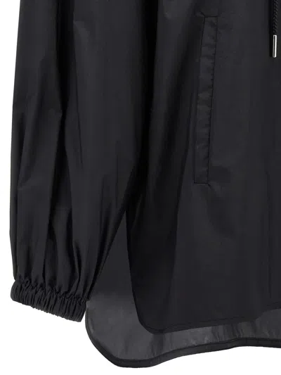 Moncler Ruffled Windbreaker Drawstring Hood In Black