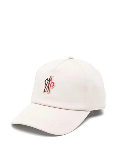 Moncler Grenoble Classic Beige Cap With Embroidered Logo In White