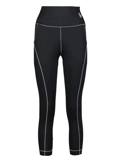 Moncler Leggings With Logo Patch And Contrast Stitching