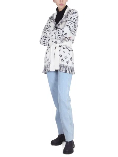 Mother Belted Fringed Jacquard-knit Alpaca-blend Cardigan In White