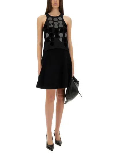 Msgm Black Top With Maxi Paillettes
