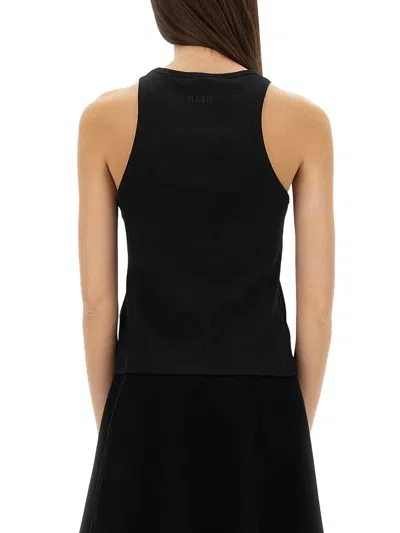 Msgm Black Top With Maxi Paillettes