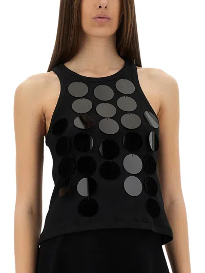 Msgm Black Top With Maxi Paillettes