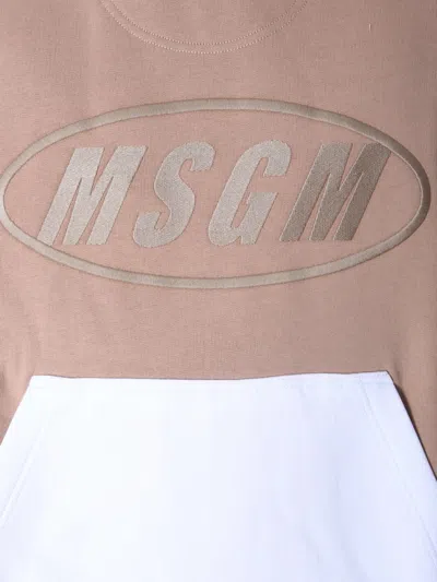 Msgm Hooded Sweatshirt In Brown