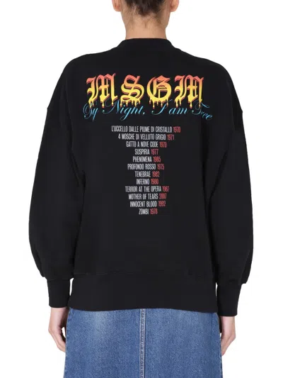 Msgm Printed Sweatshirt By Dario Argento In Black