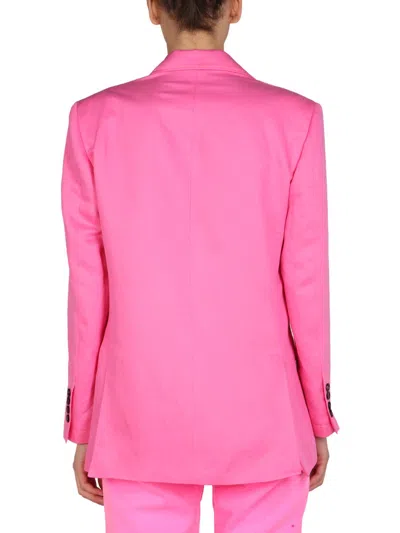 Msgm Notched-collar Single-breasted Blazer In Pink