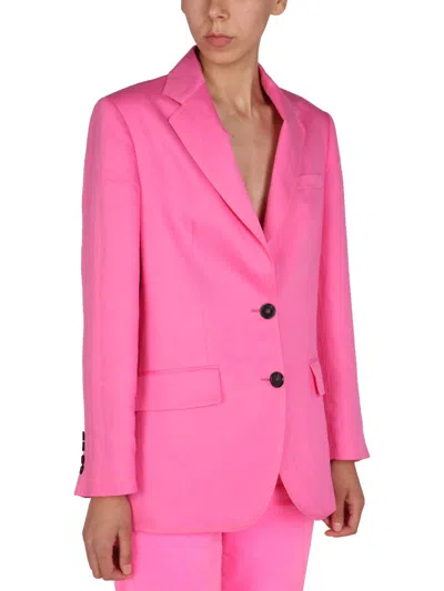 Msgm Notched-collar Single-breasted Blazer In Pink