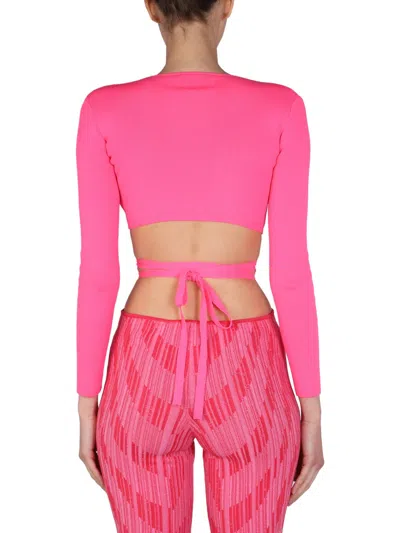 Msgm Pink Polyester Cardigan In Pink