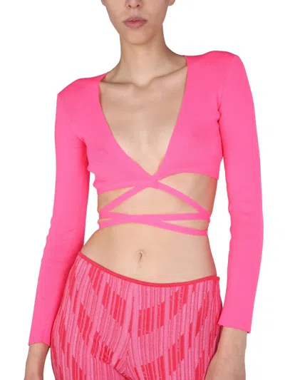Msgm Pink Polyester Cardigan In Pink