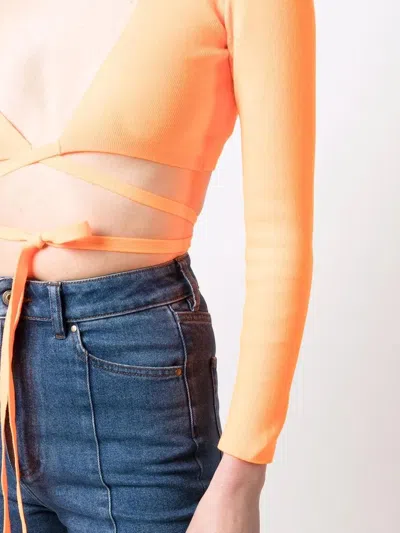 Msgm Wrap Knitted Crop Top In Yellow