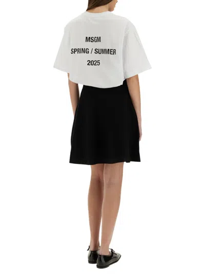 Msgm Printed Crew Neck T-shirt In White