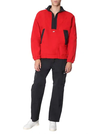 Msgm Zip Sweatshirt In Red