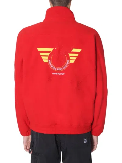 Msgm Zip Sweatshirt In Red
